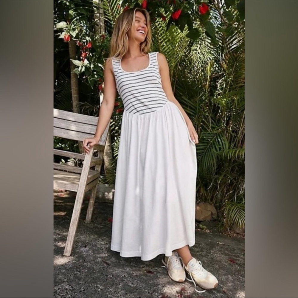 Free people beach nwot Alana dress open back stripes knit top maxi